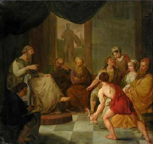 unknow artist Diogenes brings a plucked chicken to Plato china oil painting image